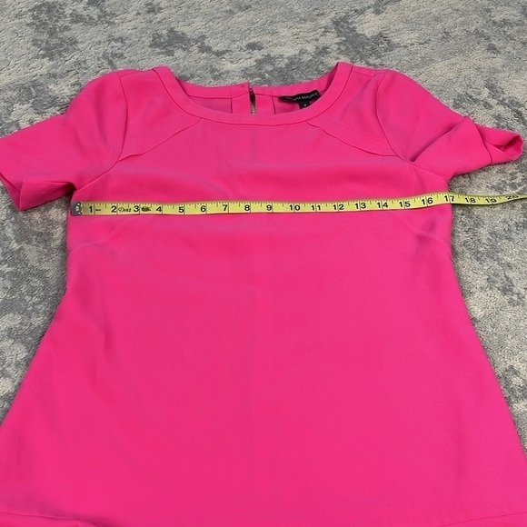 Banana Republic Short Sleeve Solid Flounce Dress Bright Pink Barbie Sz 4 - Picture 10 of 13
